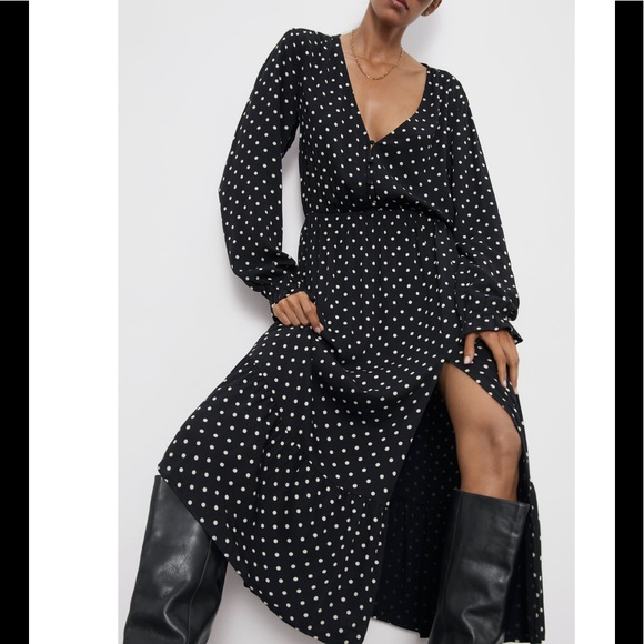 🤍 Zara Polka Dot Midi Dress 9006/164 sz Large - Picture 6 of 8